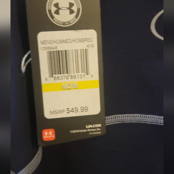Under Armour Mens Shirt Size Medium Compressio Coldgear Activewear Athletic Blue - Picture 12 of 12